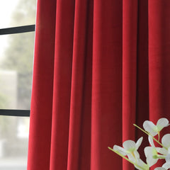 Set draperii din catifea cu rejansa transparenta cu ate pentru galerie, Madison, densitate 700 g/ml, Rosu, 2 buc