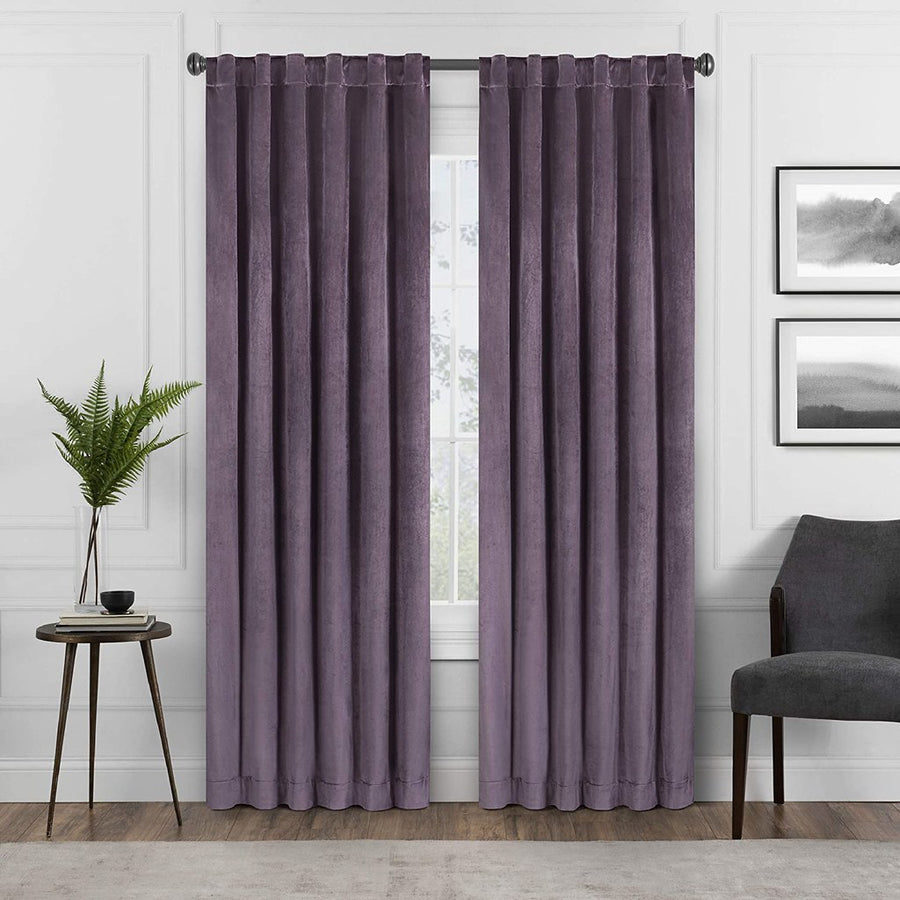 Set draperii din catifea cu rejansa transparenta cu ate pentru galerie, Madison, densitate 700 g/ml, Mauve, 2 buc