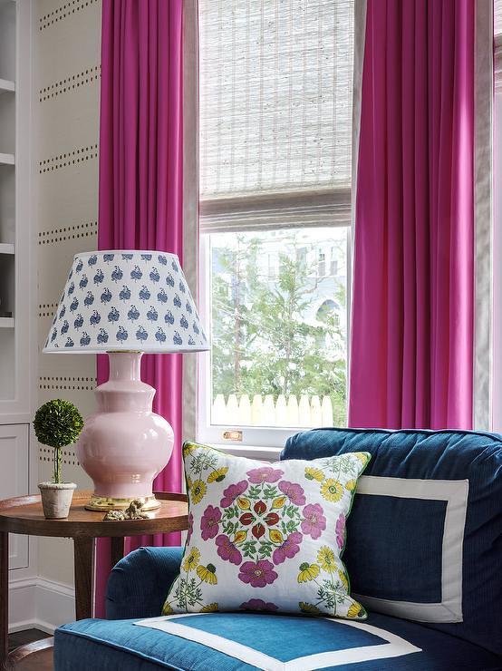 Set draperii din catifea cu inele albe, Madison, densitate 700 g/ml, Magenta, 2 buc