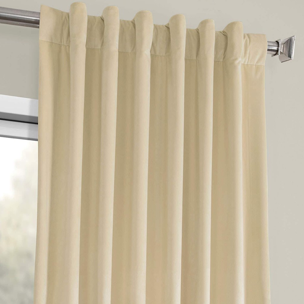 Draperie din catifea cu rejansa transparenta cu ate pentru galerie, Madison, densitate 700 g/ml, Crem, 1 buc