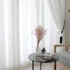 Set perdea triplu voal cu rejansa transparenta cu ate pentru galerie, Madison, alb mat, 2 buc