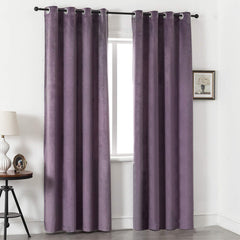 Set draperii din catifea cu inele negre, Madison, densitate 700 g/ml, Mauve, 2 buc