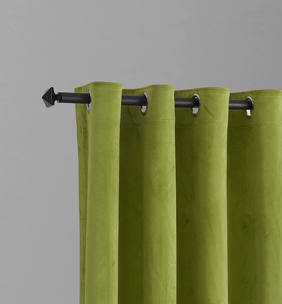 Set draperii din catifea cu inele argintii, Madison, densitate 700 g/ml, Moss green, 2 buc