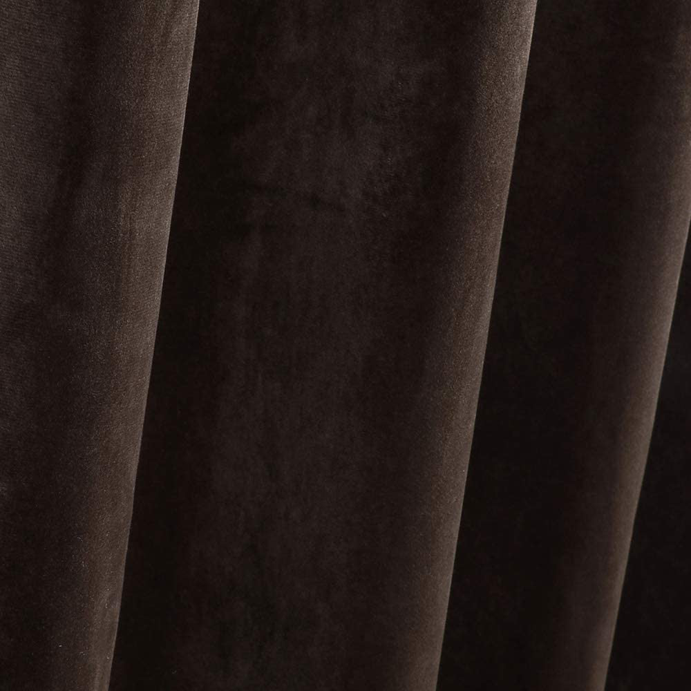 Draperie din catifea cu inele crom, Madison, densitate 700 g/ml, Maro inchis, 1 buc