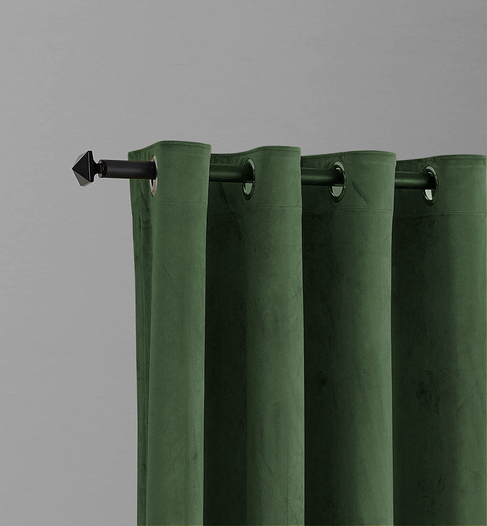 Set draperii din catifea cu inele albe, Madison, densitate 700 g/ml, Basil green, 2 buc