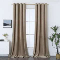 Draperie din catifea cu inele albe, Madison, densitate 700 g/ml, Bej, 1 buc