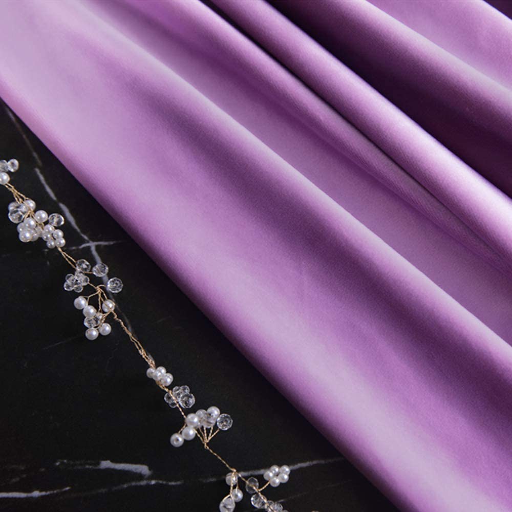 Draperie din catifea cu inele argintii, Madison, densitate 700 g/ml, Violet, 1 buc