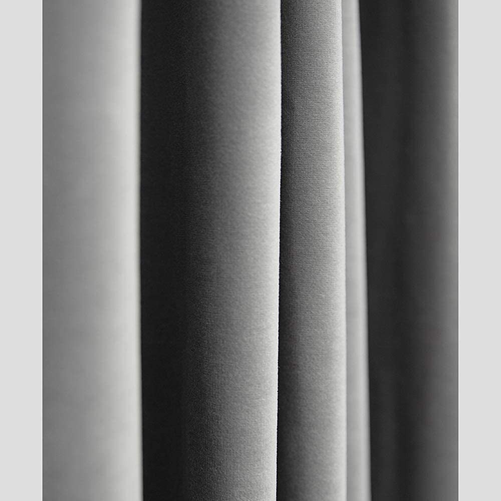 Draperie din catifea cu inele negre, Madison, densitate 700 g/ml, Coin gray, 1 buc