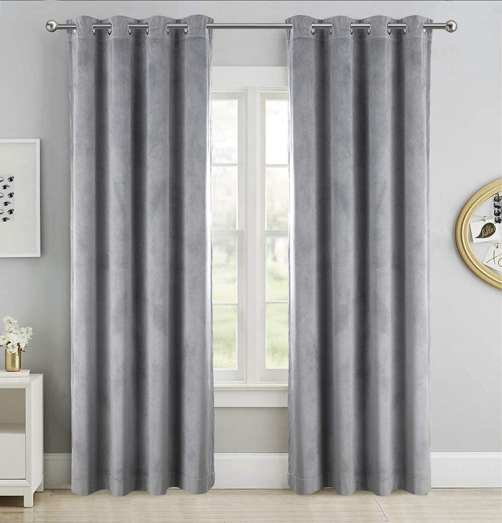Draperie din catifea cu inele crom, Madison, densitate 700 g/ml, Coin gray, 1 buc
