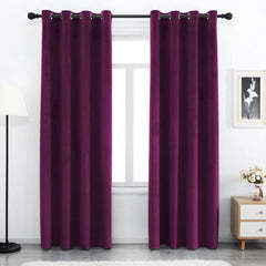 Draperie din catifea cu inele argintii, Madison, densitate 700 g/ml, Mulberry, 1 buc