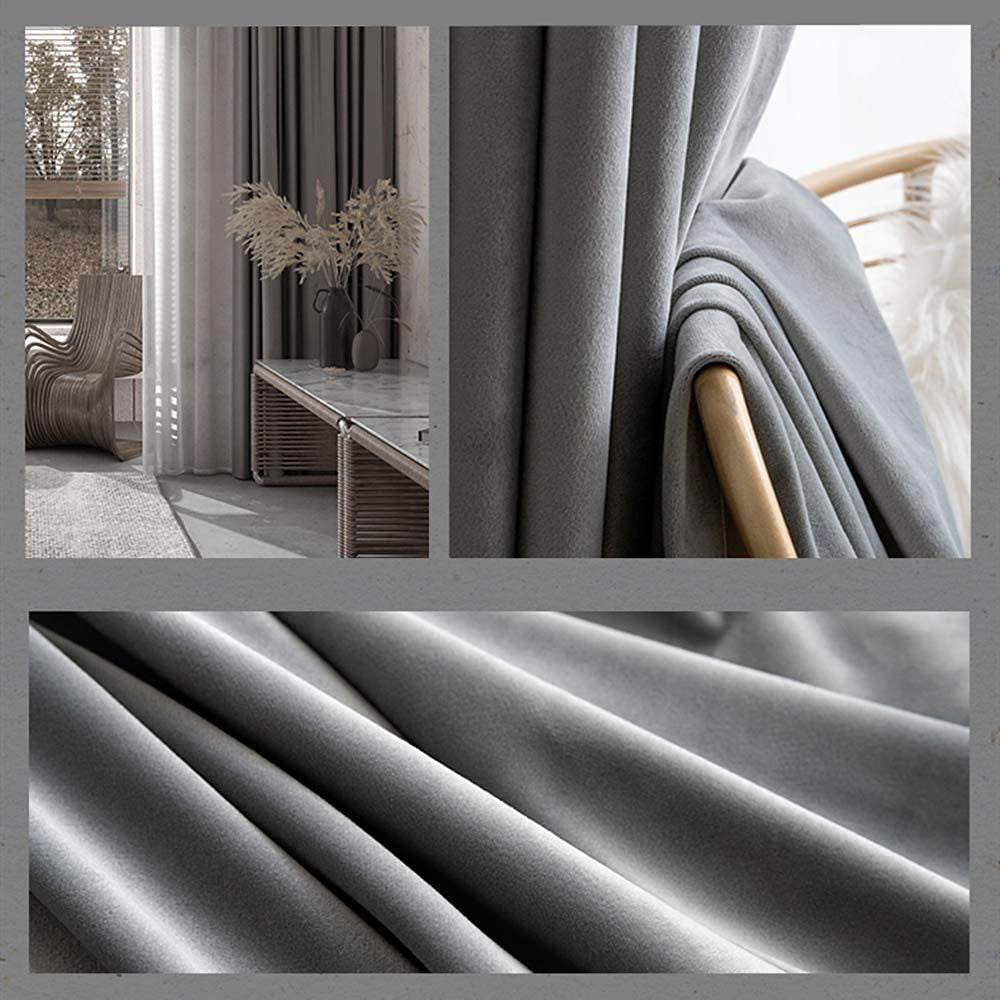 Set draperii din catifea cu rejansa transparenta cu ate pentru galerie, Madison, densitate 700 g/ml, Coin gray, 2 buc