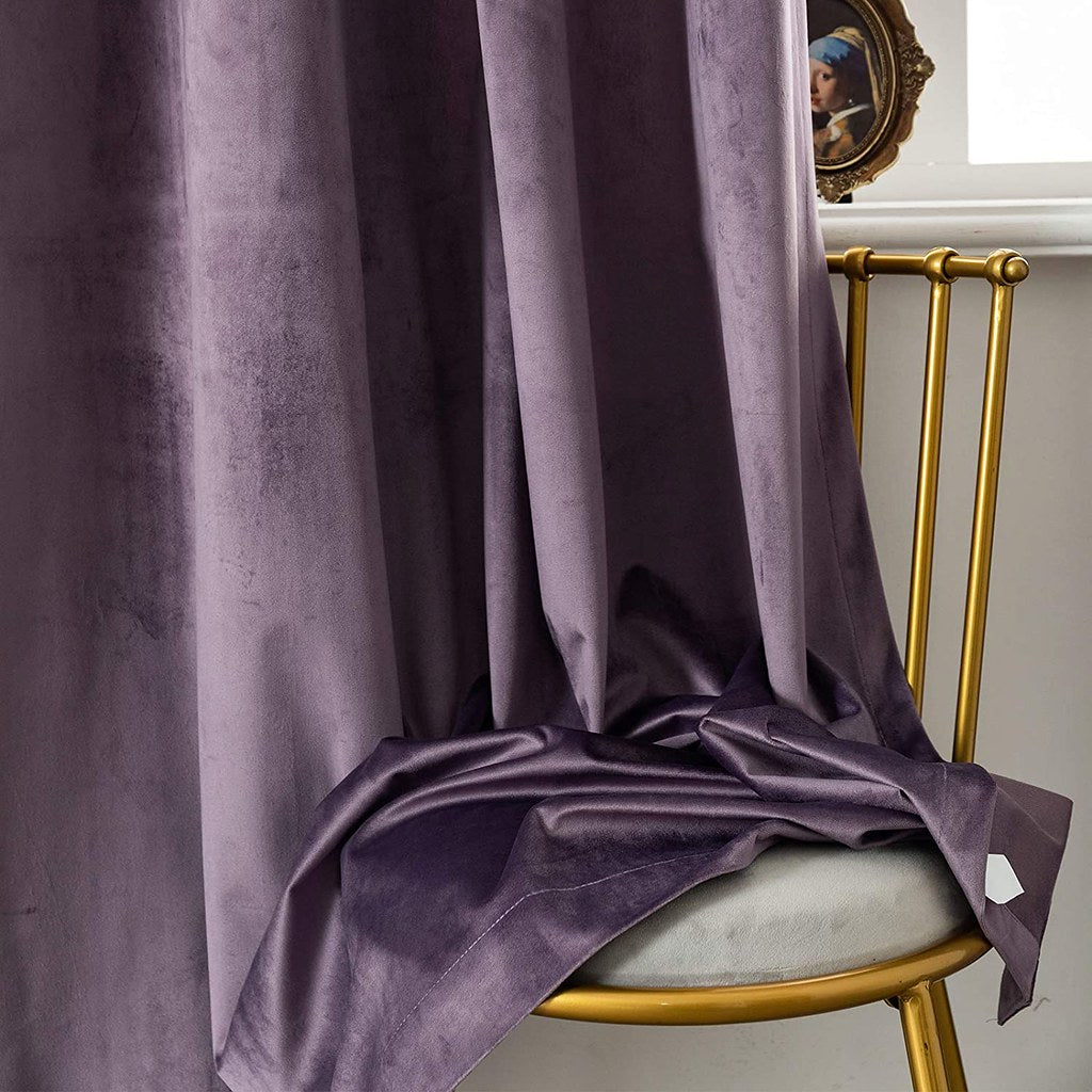 Set draperii din catifea cu inele albe, Madison, densitate 700 g/ml, Mauve, 2 buc