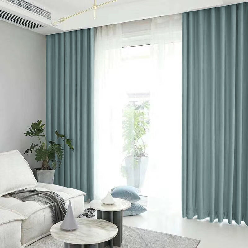 Set draperie din catifea blackout cu rejansa transparenta cu ate pentru galerie, Madison, densitate 700 g/ml, Morning Blue, 2 buc