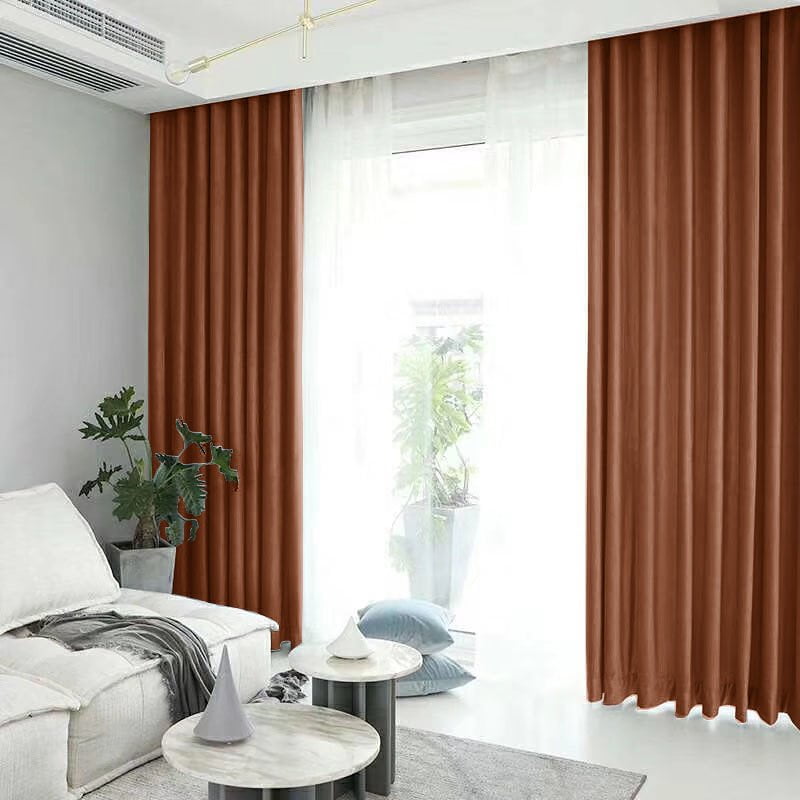 Set draperie din catifea blackout cu rejansa transparenta cu ate pentru galerie, Madison, densitate 700 g/ml, Sepia, 2 buc