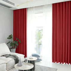 Set draperie din catifea blackout cu rejansa transparenta cu ate pentru galerie, Madison, densitate 700 g/ml, Dark Scarlet, 2 buc