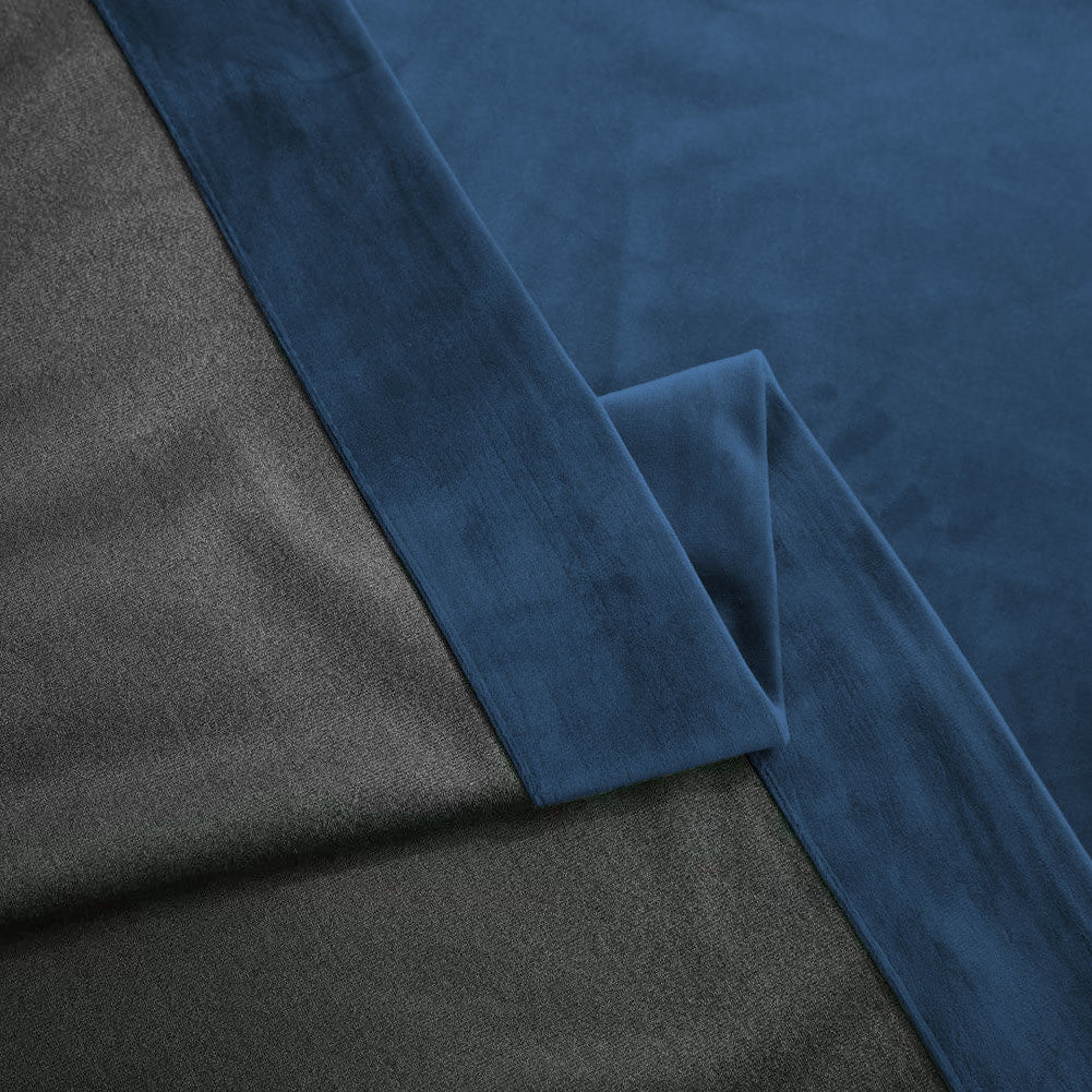 Set draperie din catifea blackout cu inele auriu antic, Madison, densitate 700 g/ml, Dark Cerulean, 2 buc