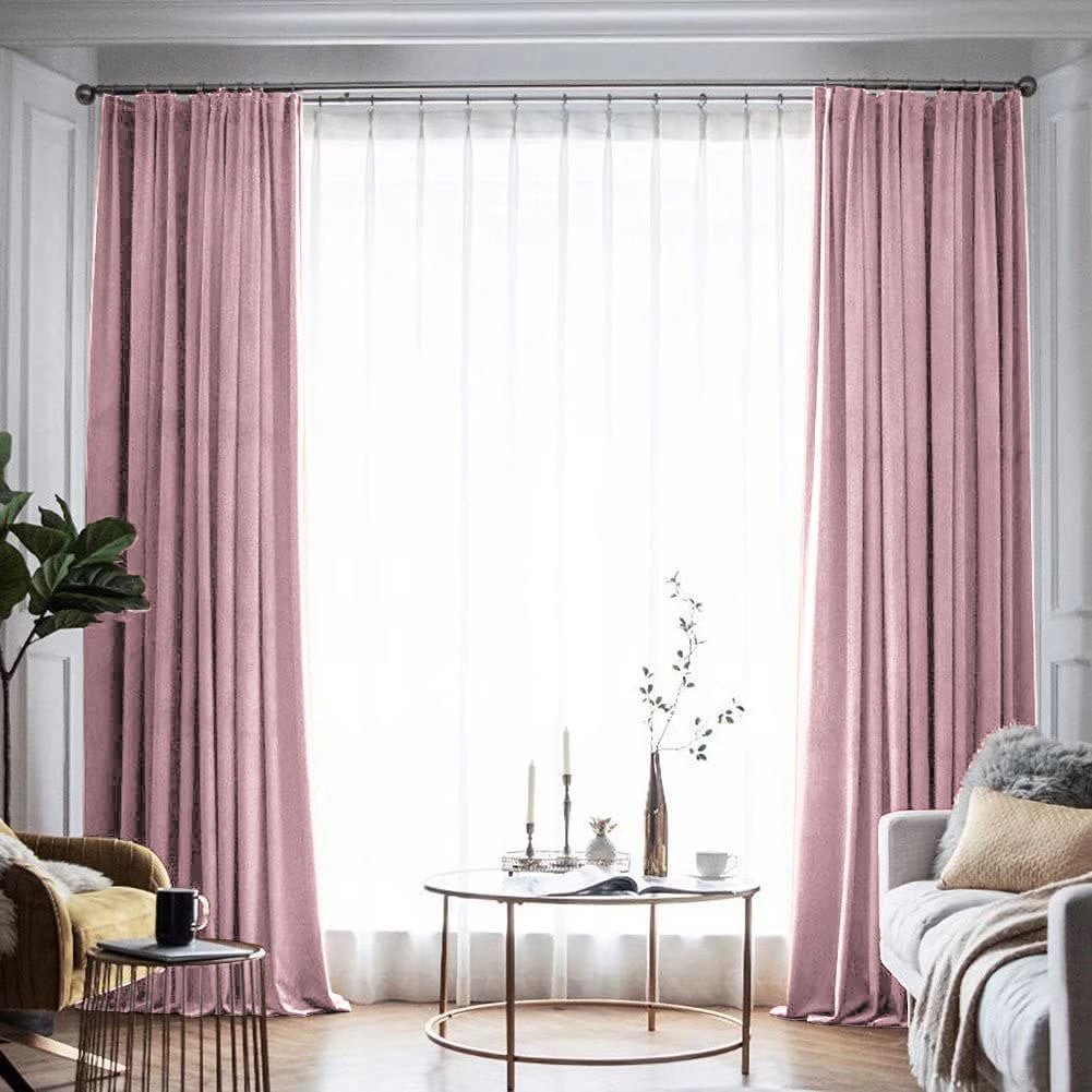 Draperie din catifea blackout cu rejansa din bumbac tip fagure, Madison, densitate 700 g/ml, Queen Pink, 1 buc