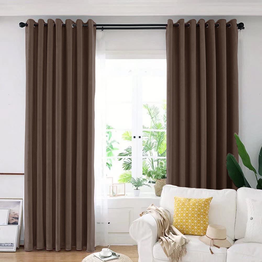 Draperie din catifea blackout cu inele albe, Madison, densitate 700 g/ml, English Walnut, 1 buc