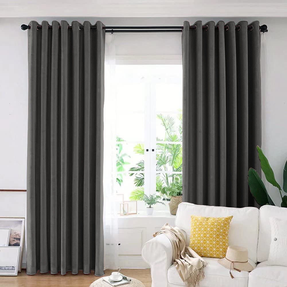 Draperie din catifea blackout cu inele argintii, Madison, densitate 700 g/ml, Pine Tree, 1 buc
