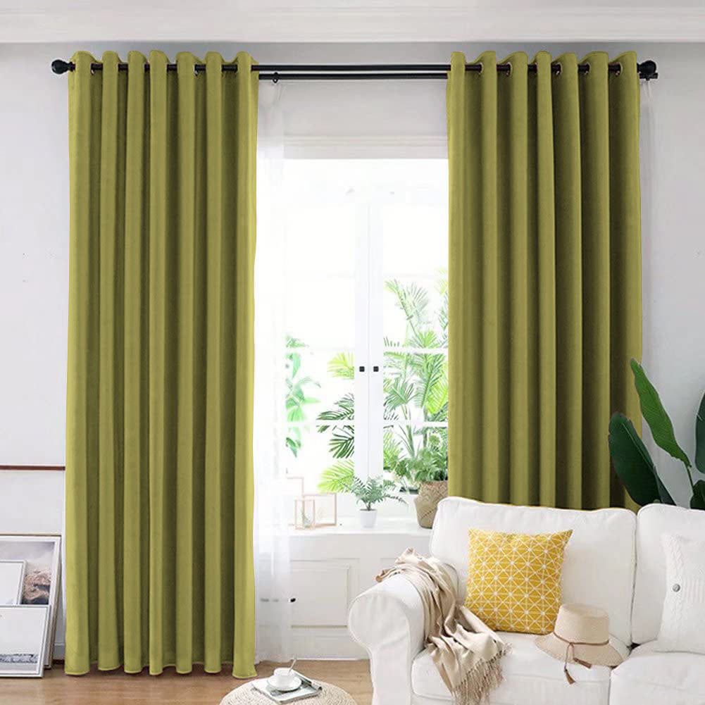 Set draperie din catifea blackout cu inele auriu antic, Madison, densitate 700 g/ml, Sycamore, 2 buc