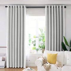 Draperie din catifea blackout cu inele crom, Madison, densitate 700 g/ml, Bright White, 1 buc
