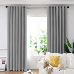 Set draperie din catifea blackout cu inele crom, Madison, densitate 700 g/ml, Spanish Gray, 2 buc
