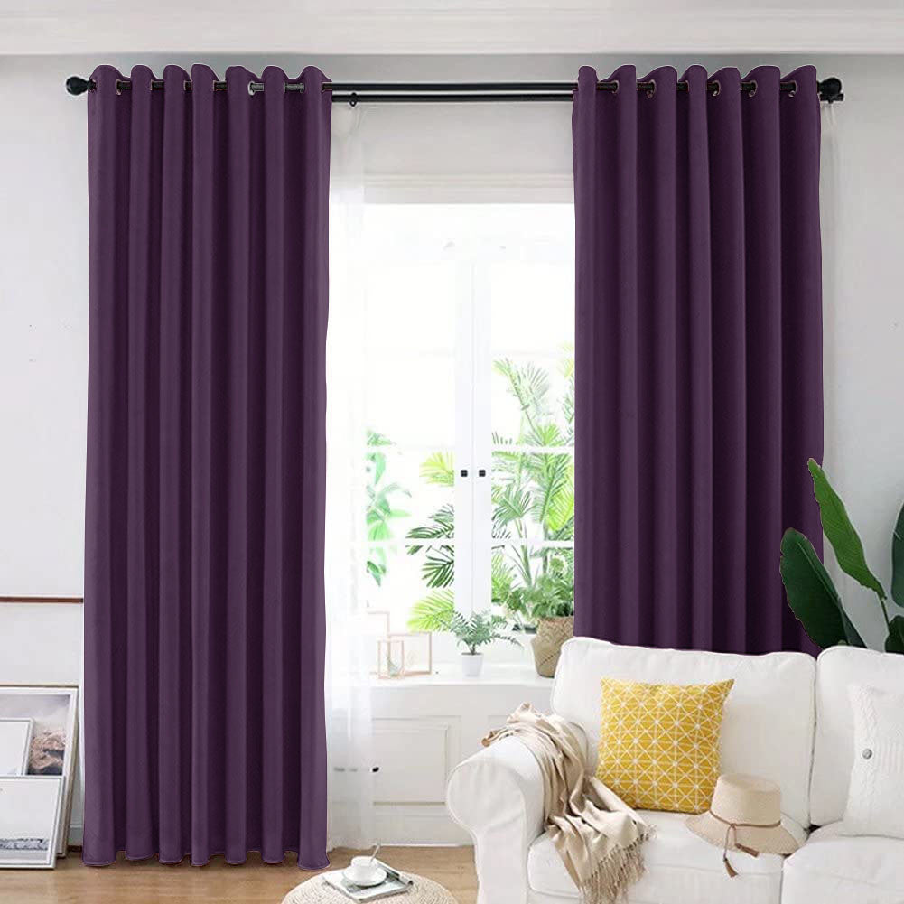 Set draperie din catifea blackout cu inele negre, Madison, densitate 700 g/ml, Thamarind, 2 buc