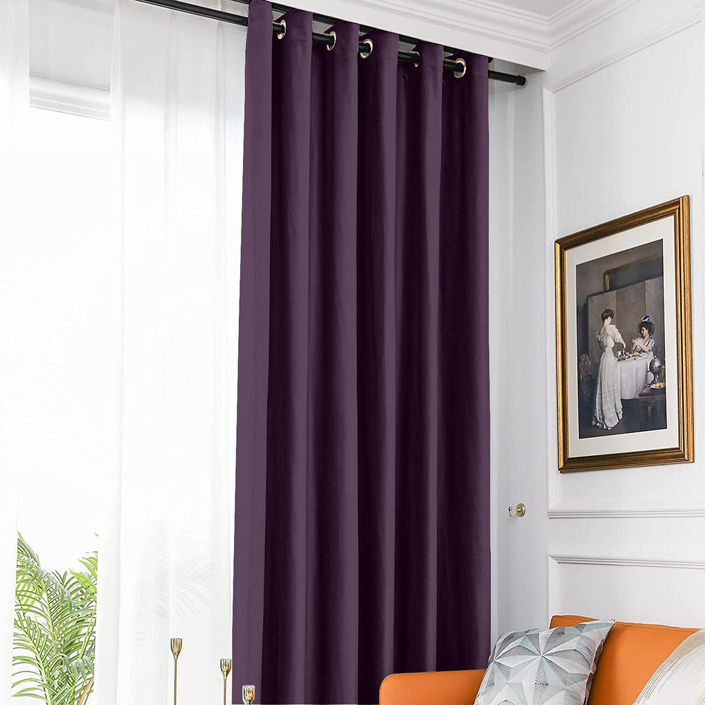 Set draperie din catifea blackout cu inele negre, Madison, densitate 700 g/ml, Thamarind, 2 buc