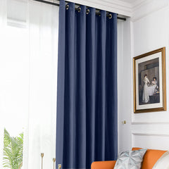 Set draperie din catifea blackout cu inele albe, Madison, densitate 700 g/ml, Black Pearl, 2 buc