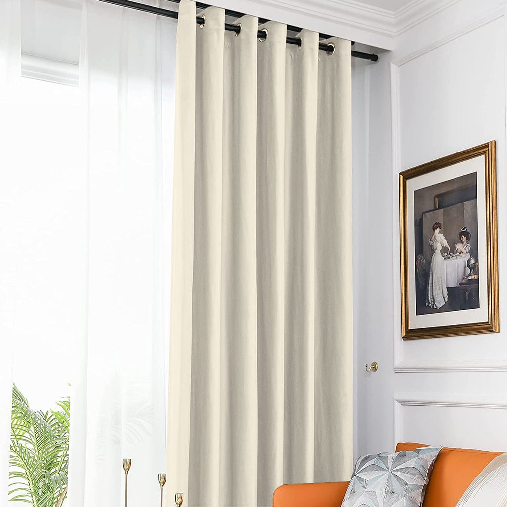 Draperie din catifea blackout cu inele argintii, Madison, densitate 700 g/ml, Meringue, 1 buc