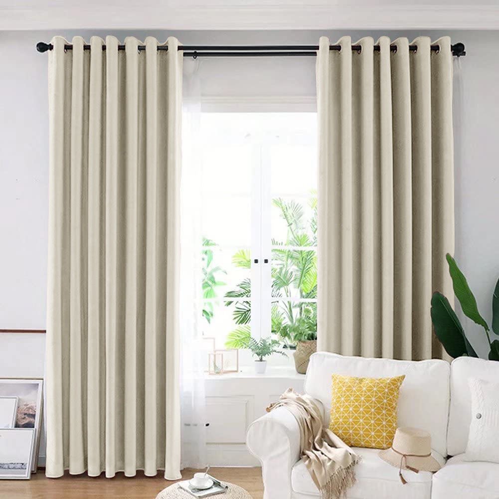 Draperie din catifea blackout cu inele albe, Madison, densitate 700 g/ml, Winter White, 1 buc