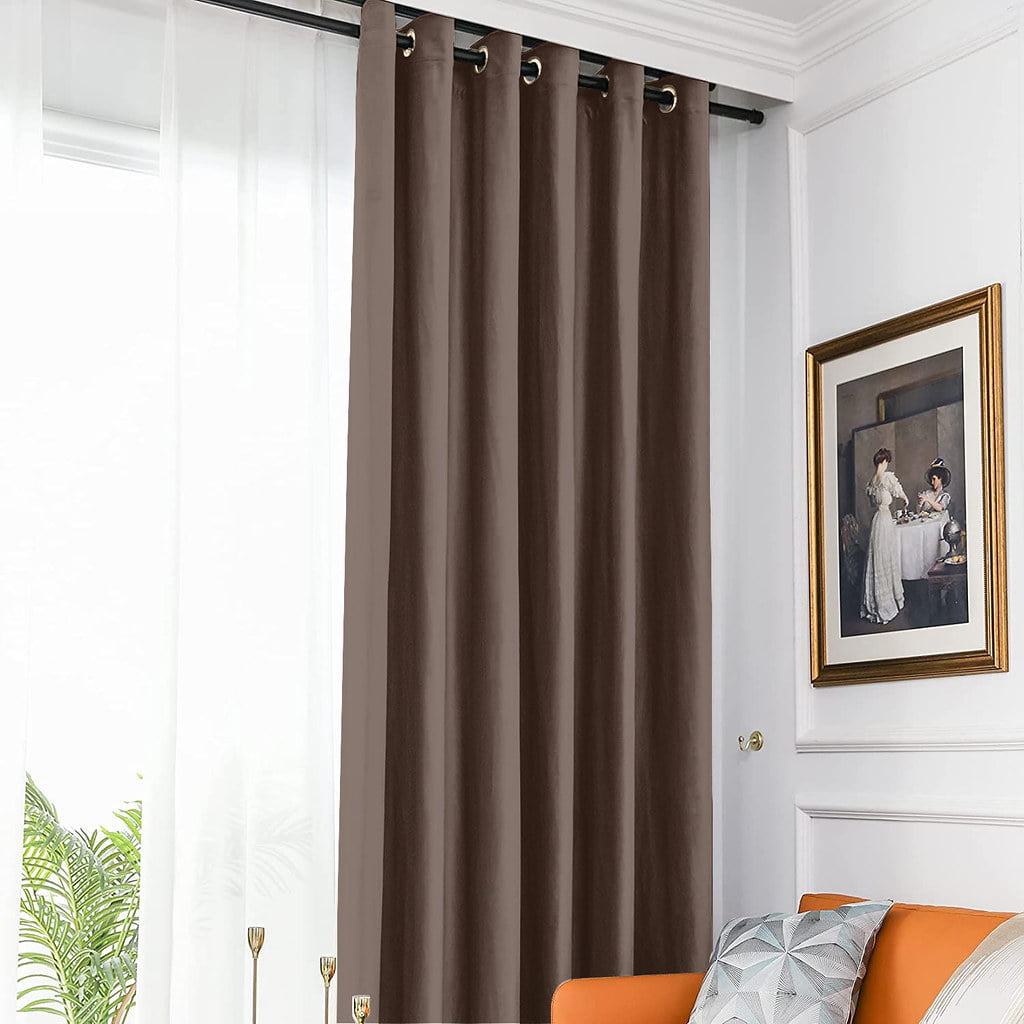 Draperie din catifea blackout cu inele negre, Madison, densitate 700 g/ml, English Walnut, 1 buc