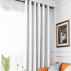 Draperie din catifea blackout cu inele argintii, Madison, densitate 700 g/ml, Bright White, 1 buc