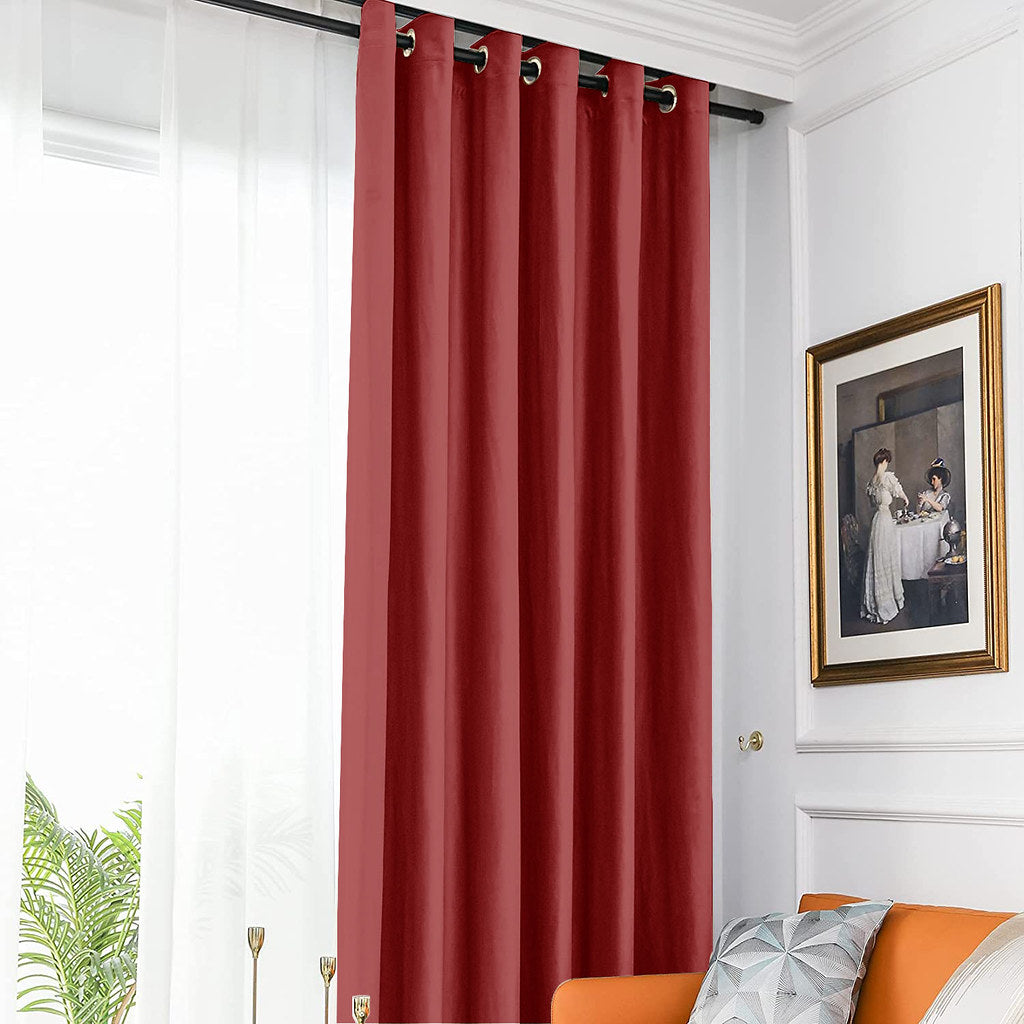 Draperie din catifea blackout cu inele auriu antic, Madison, densitate 700 g/ml, Dark Scarlet, 1 buc