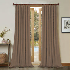 Draperie din catifea cu rejansa din bumbac tip fagure, Madison, densitate 700 g/ml, Coffee, 1 buc