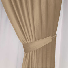 Draperie din catifea cu rejansa transparenta cu ate pentru galerie, Madison, densitate 700 g/ml, Amber Gold, 1 buc