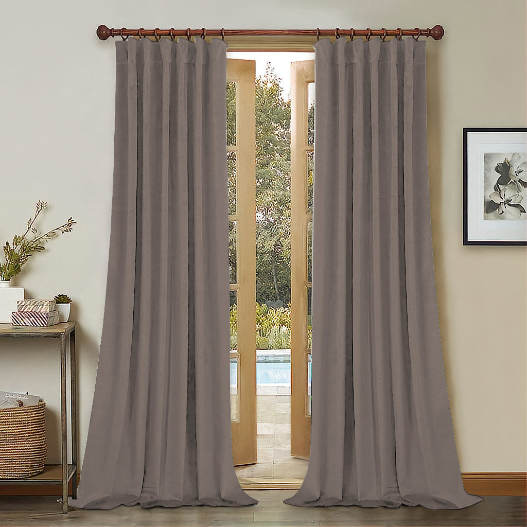 Set draperii din catifea cu rejansa din bumbac tip fagure, Madison, densitate 700 g/ml, Harbor gray, 2 buc