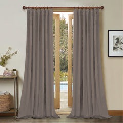 Set draperii din catifea cu rejansa din bumbac tip fagure, Madison, densitate 700 g/ml, Harbor gray, 2 buc