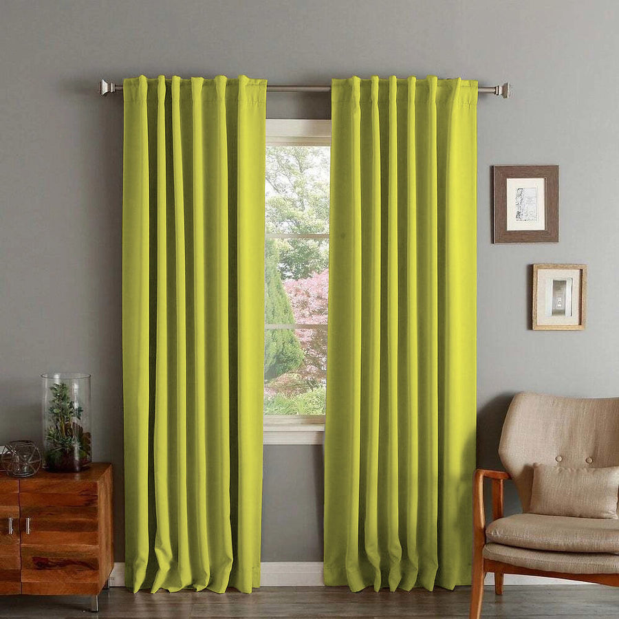 Set draperii din catifea cu rejansa transparenta cu ate pentru galerie, Madison, densitate 700 g/ml, Lime, 2 buc