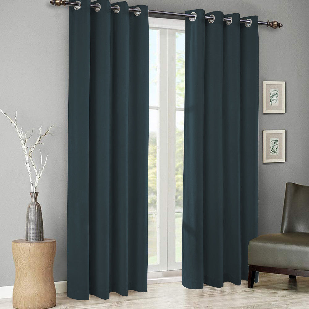 Draperie din catifea cu inele argintii, Madison, densitate 700 g/ml, Denim, 1 buc