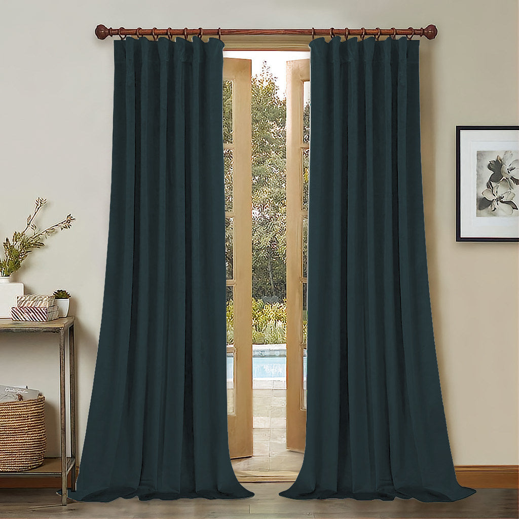 Draperie din catifea cu rejansa din bumbac tip fagure, Madison, densitate 700 g/ml, Denim, 1 buc