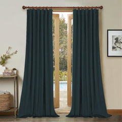 Draperie din catifea cu rejansa din bumbac tip fagure, Madison, densitate 700 g/ml, Denim, 1 buc
