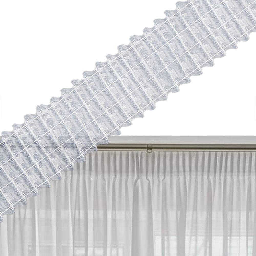 Set perdea tip matase cu rejansa transparenta cu 7 buzunare tip creion, Premium, ivoire, 2 buc