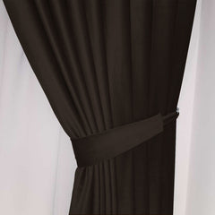 Draperie din catifea cu rejansa din bumbac tip fagure, Madison, densitate 700 g/ml, Maro inchis, 1 buc