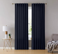 Set draperii din catifea cu rejansa transparenta cu ate pentru galerie, Madison, densitate 700 g/ml, Aegean, 2 buc