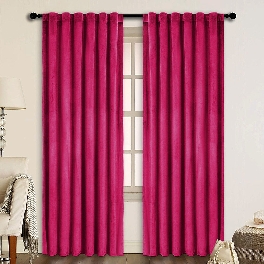 Draperie din catifea cu rejansa transparenta cu ate pentru galerie, Madison, densitate 700 g/ml, Magenta, 1 buc