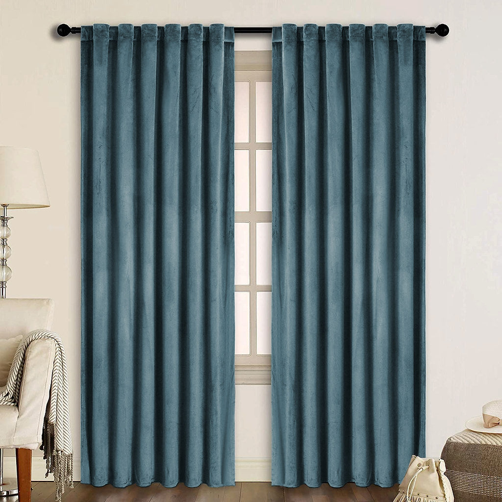 Set draperii din catifea cu rejansa transparenta cu ate pentru galerie, Madison, densitate 700 g/ml, Stone, 2 buc
