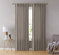 Set draperii din catifea cu rejansa transparenta cu ate pentru galerie, Madison, densitate 700 g/ml, Bej, 2 buc