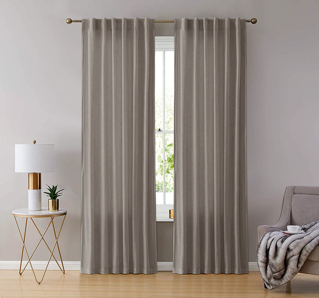 Draperie din catifea cu rejansa transparenta cu ate pentru galerie, Madison, densitate 700 g/ml, Bej, 1 buc