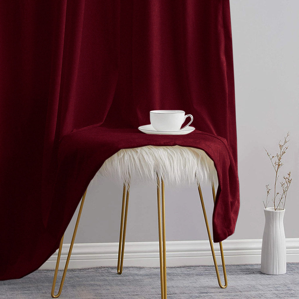 Draperie din catifea cu rejansa din bumbac tip fagure, Madison, densitate 700 g/ml, Burgundy, 1 buc